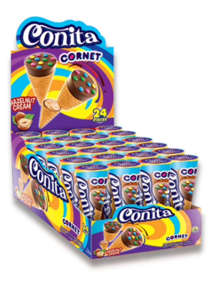 CONITA HAZELNUT & CHOCOLATE FILLED WAFFLE CONES - MOST FOOD