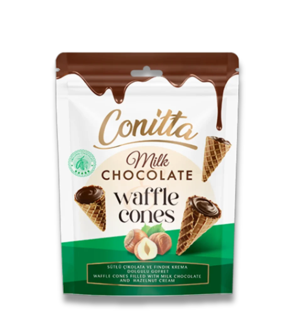 Conitta - Milk Chocolate and Hazelnut Filled Mini Wafer Cones by Most Food