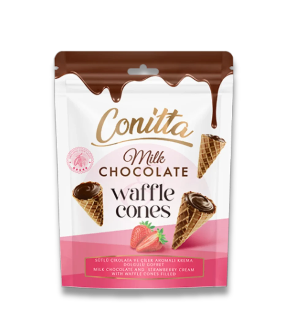 Conitta - Milk Chocolate and Strawberry Filled Mini Wafer Cones by Most Food