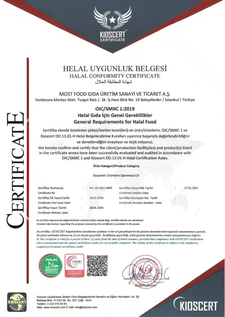 MOST FOOD GIDA - HELAL CERTIFICATE